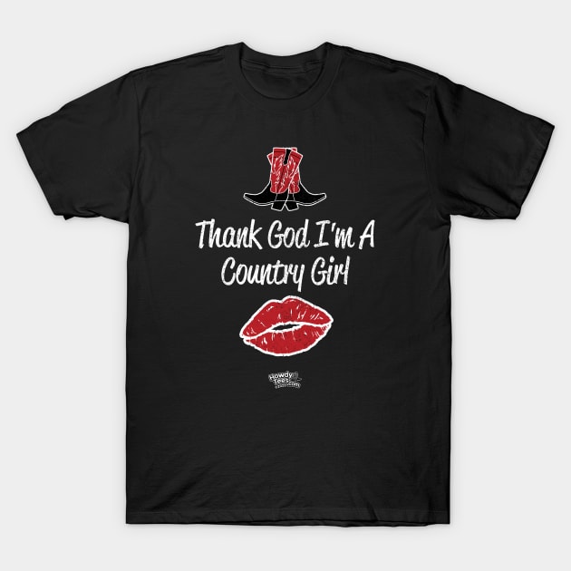 Thank God I'm A Country Girl - Red & Black Cowgirl Boots with Red Kiss T-Shirt by Reid Walley